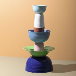 Lyngby Porceln - Rhombe Color Serveringsskl 22 cm - Mrkebl