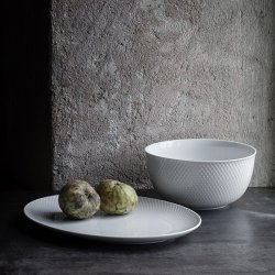 Lyngby Porceln - Rhombe Ovalt Serveringsfad - 35x26,5 cm