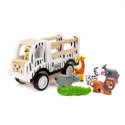 Magni ZOO Bil m/ Pull-back &amp; 6 Safaridyr