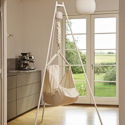 Membantu St m/ Slyngevugge Natur, Leelo02 Vuggemotor Beige, Afstivningsmadras &amp; Stativ