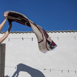 Mette Ditmer Nova Arte Badeh�ndkl�de Wine/Sand 70x133 cm