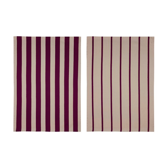Mette Ditmer STRIPES Viskestykker 2 stk Wine