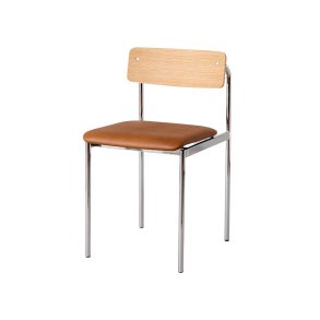 Moebe Offset Chair Lakeret Eg m. Cognac L�der/Kromfinish