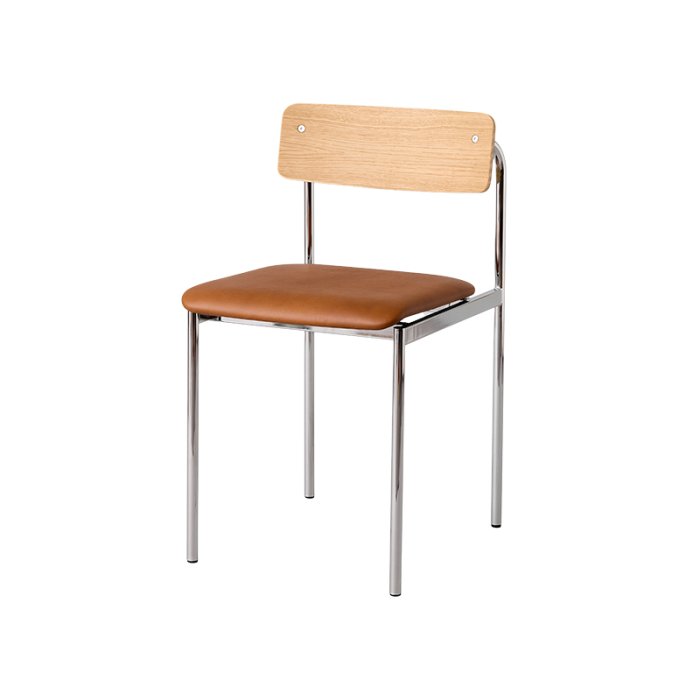 Moebe Offset Chair Lakeret Eg m. Cognac L�der/Kromfinish