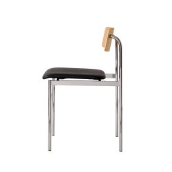 Moebe Offset Chair Lakeret Eg m. Sort L�der/Kromfinish
