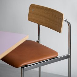 Moebe Offset Chair Olieret Eg m. Cognac L�der/Kromfinish