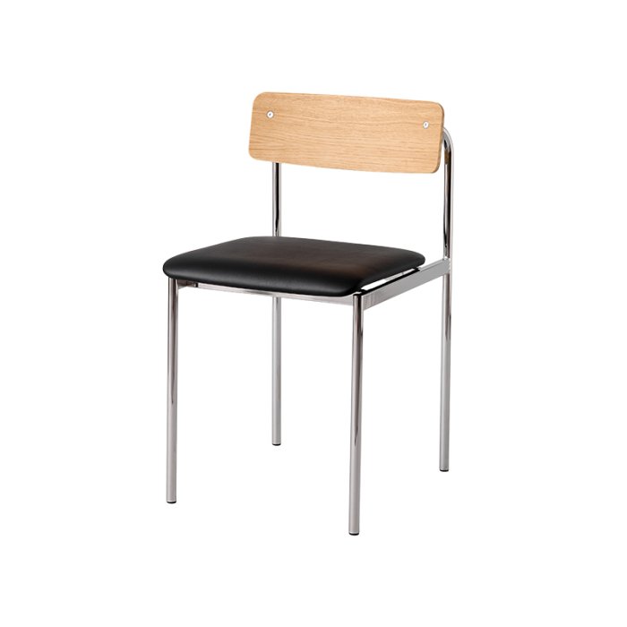 Moebe Offset Chair Olieret Eg m. Sort L�der/Kromfinish