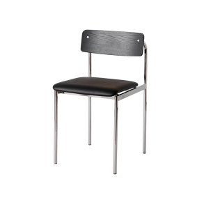 Moebe Offset Chair Sort m. Sort L�der/Kromfinish