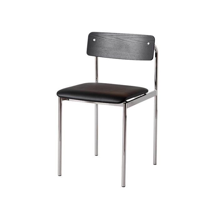 Moebe Offset Chair Sort m. Sort L�der/Kromfinish