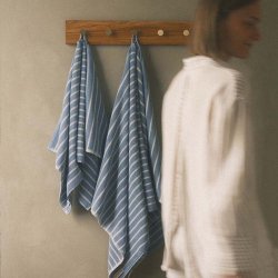Moud Home LINO Stribet H�ndkl�de Ocean Blue 50x100 cm
