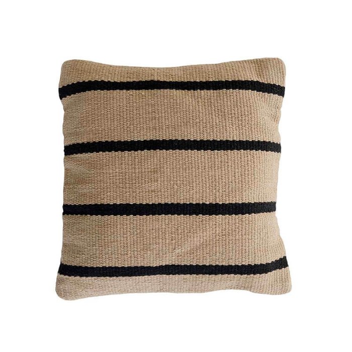 Moud Home Stripe Pudebetrk Beige/Sort - 50x50 cm