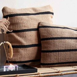 Moud Home Stripe Pudebetrk Beige/Sort - 50x50 cm