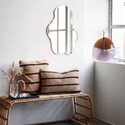 Moud Home Stripe Pudebetrk Beige/Sort - 50x50 cm