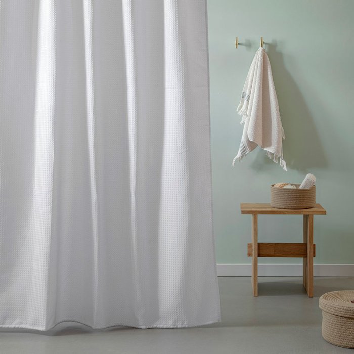 Moud Home Waffle Badeforh�ng 180 x 200 - Hvid