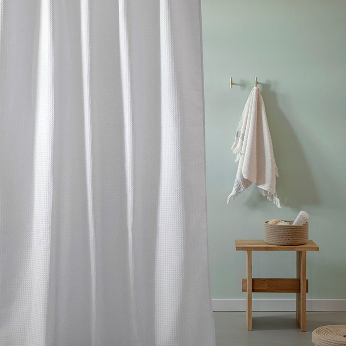 Moud Home Waffle Badeforh�ng 180 x 220 - Hvid