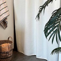 Moud Home Waffle Badeforhng 180 x 220 cm - Beige 