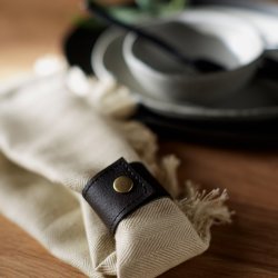 Muubs Camou Servietringe 4 stk. Lder/Sort