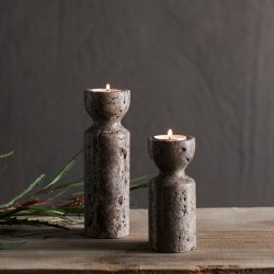 Muubs Minerva Fyrfadsstage 2 stk. Titanium Travertin