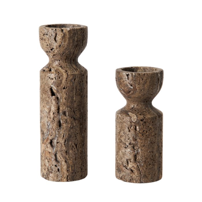 Muubs Minerva Fyrfadsstage 2 stk. Titanium Travertin