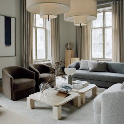 New Works Atlas Sofabord 82x82 cm - Travertin