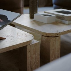 New Works Atlas Sofabord 82x82 cm - Travertin