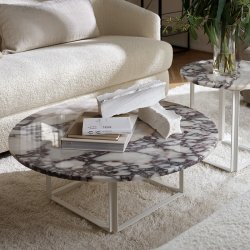 New Works Florence Sofabord 90 cm - White Viola Marble