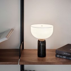 New Works Kizu Portable Bordlampe - Sort Marmor og Hvid Akryl