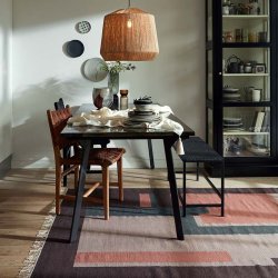 Nordal Bnk m. Flettet Lder - 101 cm - Sort