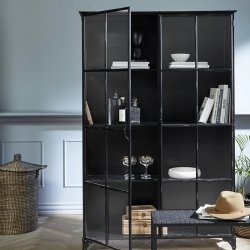 Nordal Downtown Jern Vitrineskab - 185x120 cm - Sort