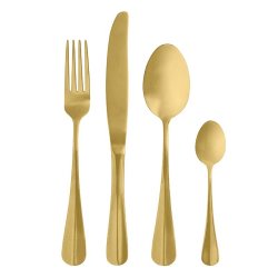 Nordal Bestik - Mat Guld Finish - 4 dele