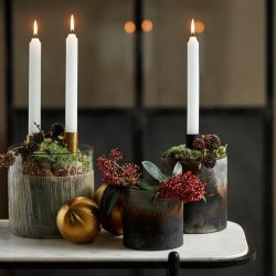 Nordal Kura Lysholder m. Spyd 4 stk. - Messing Finish