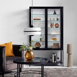 Nordal Nanda Jern Vitrineskab - 198x112 cm - Sort