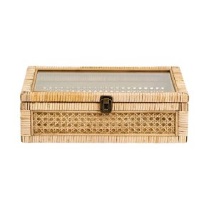 Nordal Opbevaringsboks i Rattan m/ Glaslg