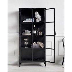 Nordal Phoenix Jern Vitrineskab - 175x80 cm - Sort