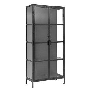 Nordal Phoenix Jern Vitrineskab - 175x80 cm - Sort