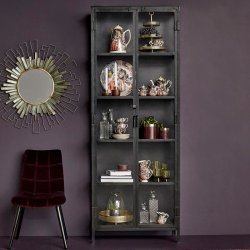 Nordal Phoenix Jern Vitrineskab - 214x80 cm - Sort