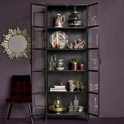 Nordal Phoenix Jern Vitrineskab - 214x80 cm - Sort