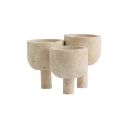 Nordal ROCA Potter St af 3 stk. Travertin