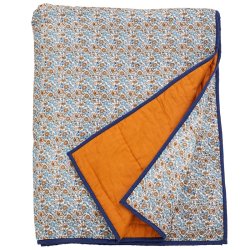 Nordal Cosmo Quiltet Tppe - 140x210 cm - Lys bl/Brun/Karry 