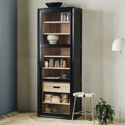 Nordal VIVA Vitrineskab 210x76 cm Sort/Natur