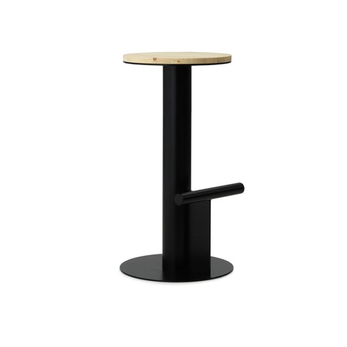 Normann Copenhagen Pole Barstol 75 cm - Fyrretr/Sort