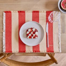 OYOY Toppu D�kkeserviet S�t af 2 R�d/Off-White