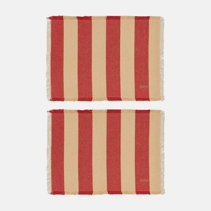 OYOY Toppu D�kkeserviet S�t af 2 R�d/Off-White