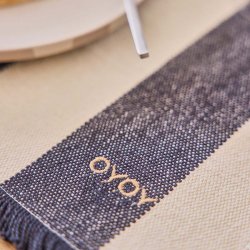 OYOY Toppu D�kkeserviet S�t af 2 Sort/Off-White