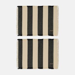 OYOY Toppu D�kkeserviet S�t af 2 Sort/Off-White