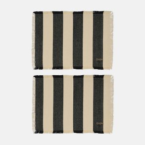 OYOY Toppu D�kkeserviet S�t af 2 Sort/Off-White