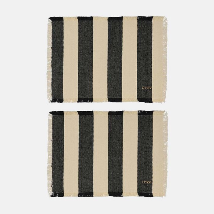 OYOY Toppu D�kkeserviet S�t af 2 Sort/Off-White
