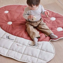 OYOY Mini Mushroom Quiltet Tppe Rd/Off-White
