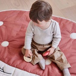 OYOY Mini Mushroom Quiltet Tppe Rd/Off-White