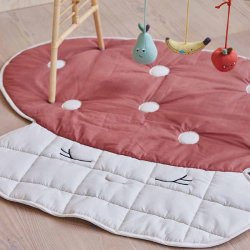 OYOY Mini Mushroom Quiltet Tppe Rd/Off-White